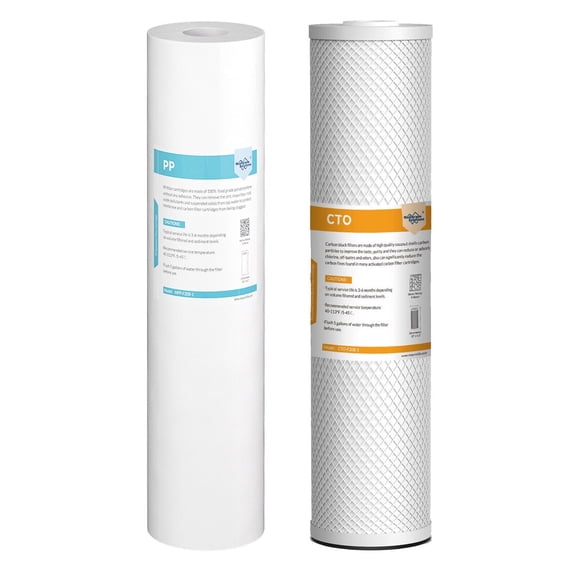Membrane Solutions 2-Stage Whole House Water Filter 4.5"x20" Replacement Pack with Sediment and Carbon Block Cartridges Compatible with iSpring WGB22B