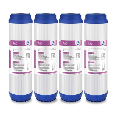 Membrane Solutions 5 Micron 10 inch Granular Activated Carbon Water Filter Universal GAC Cartridge Compatible with C-10, WFPFC9001, AP117, GAC-10, FXUTC, D-20A, GAC1, 4 Pack
