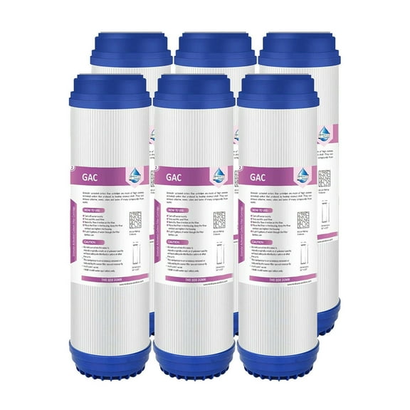 Membrane Solutions 5 Micron 10 inch Granular Activated Carbon Water Filter Universal GAC Cartridge Compatible with C-10, WFPFC9001, AP117, GAC-10, FXUTC, D-20A, GAC1, 6 Pack