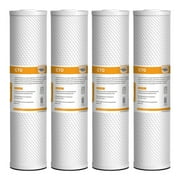 Membrane Solutions 5 Micron 4.5 x 20 Whole House Carbon Block Water Filter Replacement Cartridge, 4 Pack