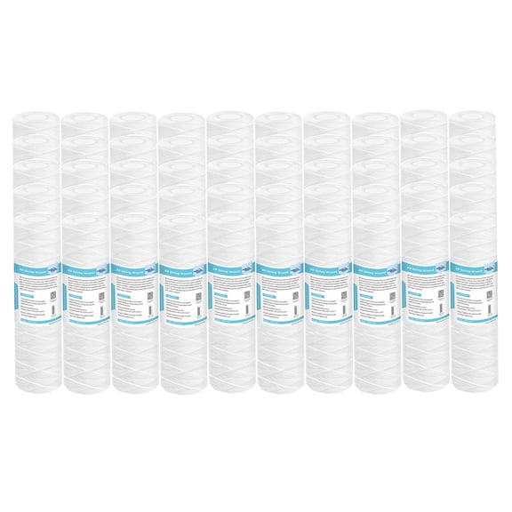 Membrane Solutions 50 Micron 10"x2.5" String Wound Whole House Water Filter Replacement Cartridge Universal Sediment Filters for Well Water - 50 Pack