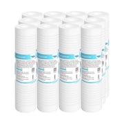Membrane Solutions Grooved Sediment Whole House Water Filter Cartridge, 0.5 Micron, 2.5" x 10", 12 Pack