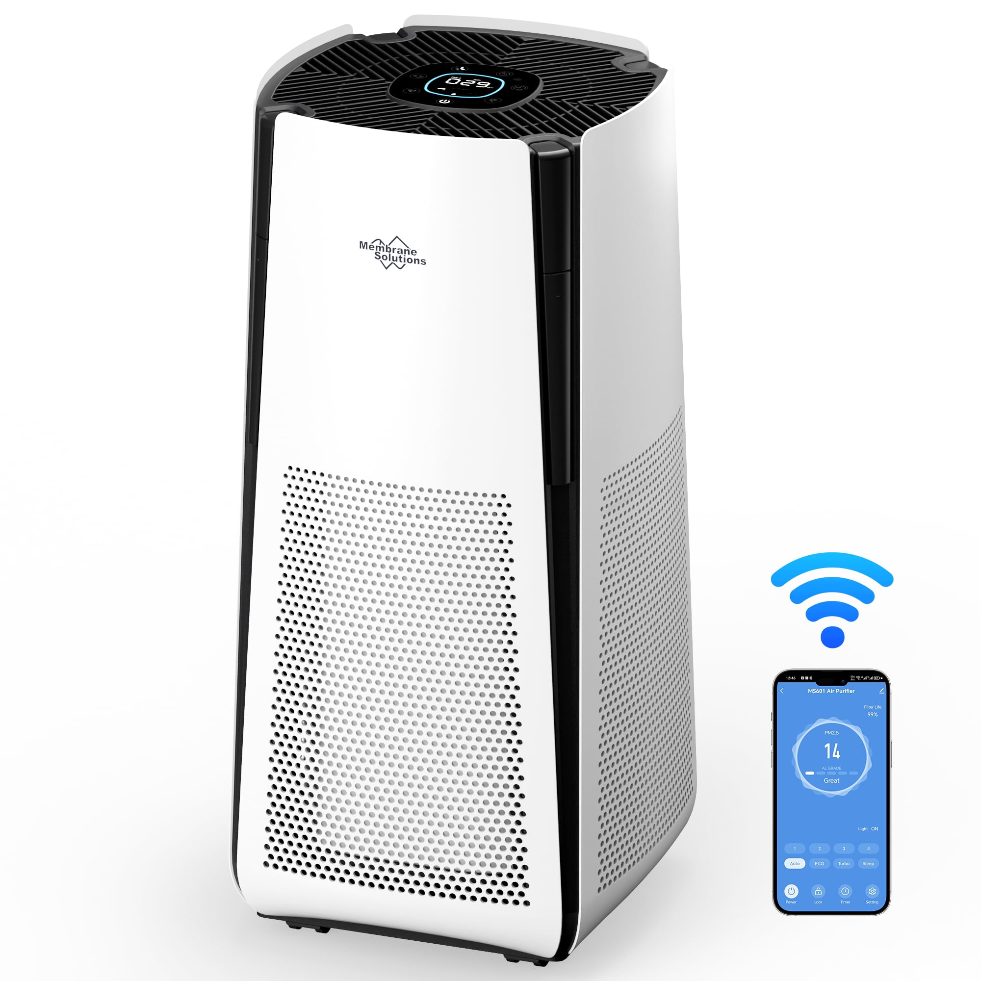 Membrane Solutions MS601 Smart Air Purifier with True HEPA Filter for