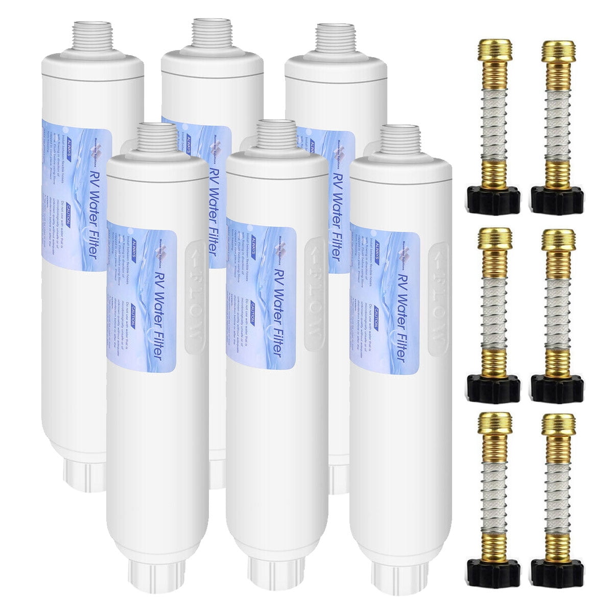 Belvita RV inline water filter with Flexible Hose Protector,Dedicated for  RVs and Marines,2 pack - A&H DIRECT RV RENTALS