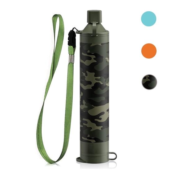 Membrane Solutions Straw Water Filter,Survival Filtration Portable Gear,Emergency Use,Supply for Travel Drinking Hiking Camping,S1,1 Pack,Camo