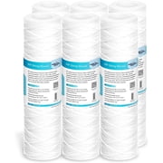 Membrane Solutions String Wound Whole House Water Filter Replacement Cartridge Universal Filter Reduces Sediment, Dirt, Rust and Particles, 10 Micron, 6 Pack