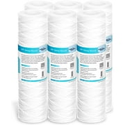 Membrane Solutions String Wound Whole House Water Filter Replacement Cartridge Universal Filter Reduces Sediment, Dirt, Rust and Particles, 10 Micron, 6 Pack