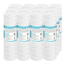 Membrane Solutions String Wound Whole House Water Filter Replacement Cartridge Universal Filter Reduces Sediment, Dirt, Rust and Particles, 10 Micron, 12 Pack