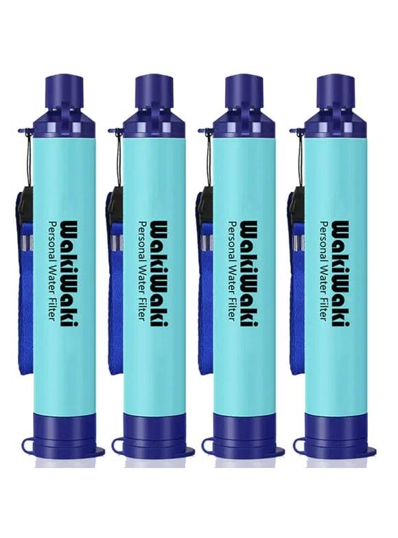 Membrane Solutions Survival Gear Water Filter Straw 4 Stage Filtration Reduces Harmful Substances Odors From Water, Great for Hiking, Camping, Emergency, 4 Pack