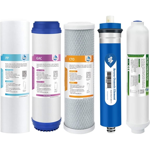 Membrane Solutions Universal Reverse Osmosis Water Filter for 5/6 Stage RO System, Compatible with iSpring, APEC, Express Water, 75GPD RO Membrane