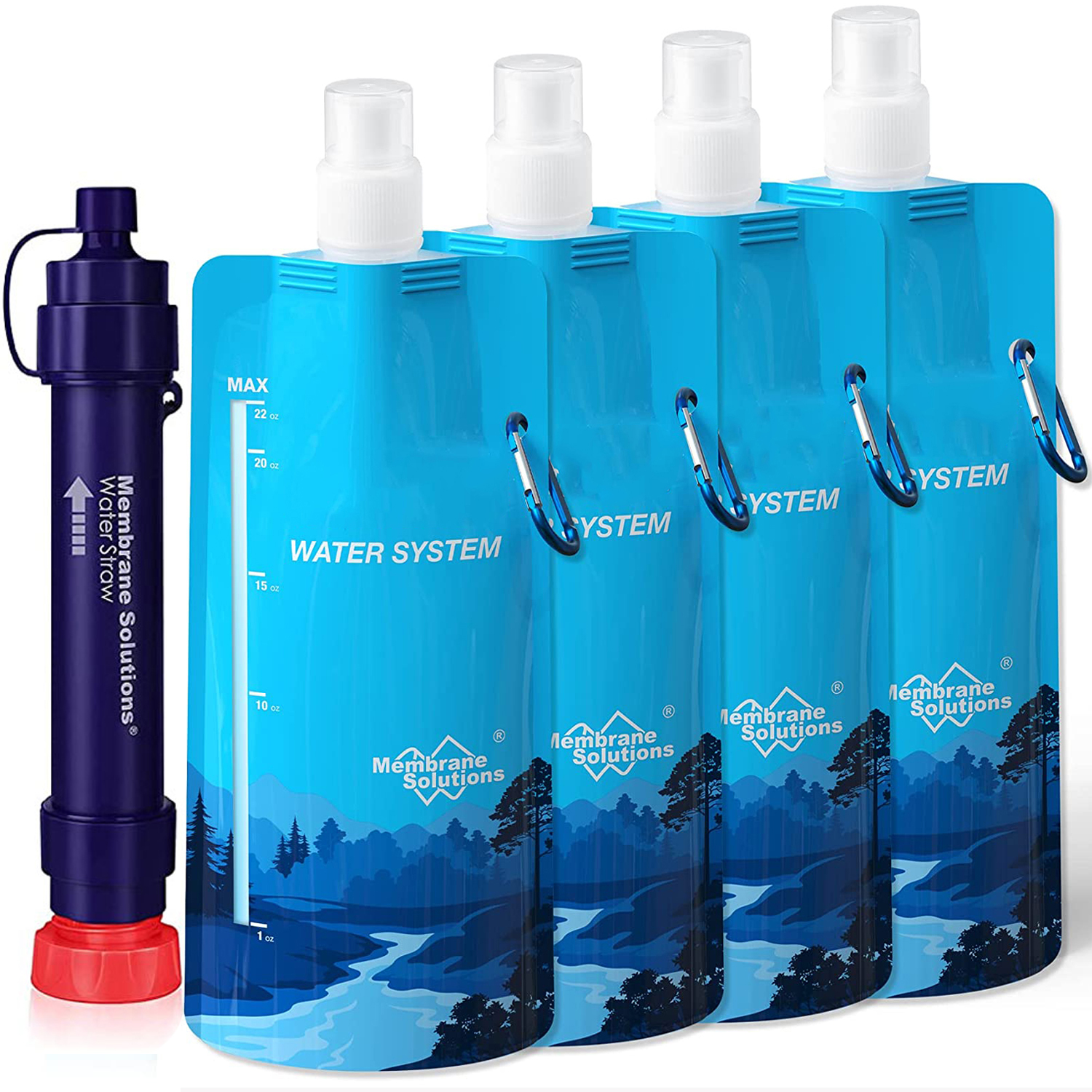 Membrane Solutions Water Filtration System, Survival Water Filter Straw