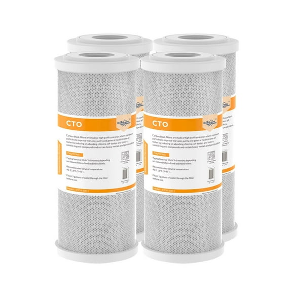 Membrane Solutions Whole House Water Filters Replacement, Activated Carbon Block Cartridge Coconut CTO Filter, Fits DB10P, GE GXWH40L, GXWH35F, BB10, FXHTC, FC15B, 4 Pack