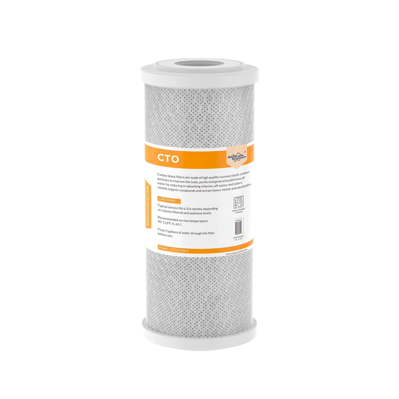 Membrane Solutions Whole House Water Filters Replacement, Activated Carbon Block Cartridge Coconut CTO Filter, Fits DB10P, GE GXWH40L, GXWH35F, BB10, FXHTC, FC15B, 1 Pack