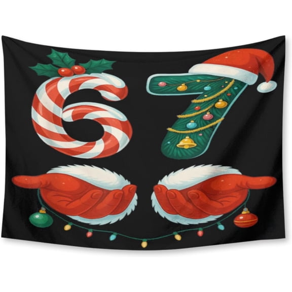 Meme 67 Christmas Wall Tapestry Art Polyester Decorative Hanging 30x40 Inch Vivid Colors for Bedroom and Living Room