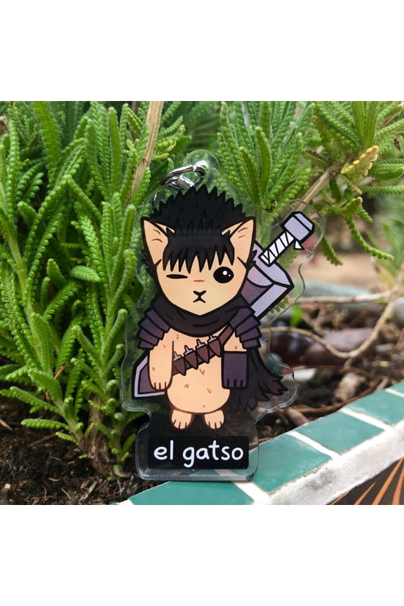Meme Cat Acrylic Keychain, Funny Manga Fan Gift