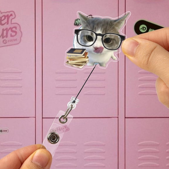 Meme Cat Badge Reel, Hilarious Cat Lover Gift, Sarcastic Office Decor, CuteNursing Badge Reel, Gift for Cat Owners