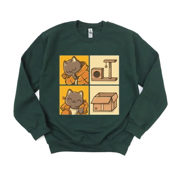 Meme Cat Funny Internet Viral Humor Sarcastic Kitty Feline Sweatshirt, for men & women, up to size 5XL