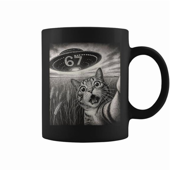 Meme Cat Selfie Ufo Coffee Mugs