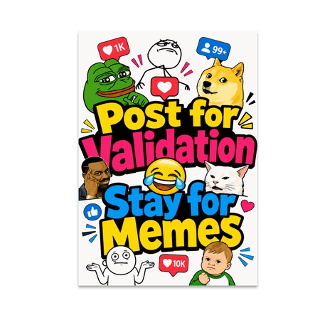 Meme Collage Wall Art - Social Media Humor Enthusiast - 13x19 Poster Print