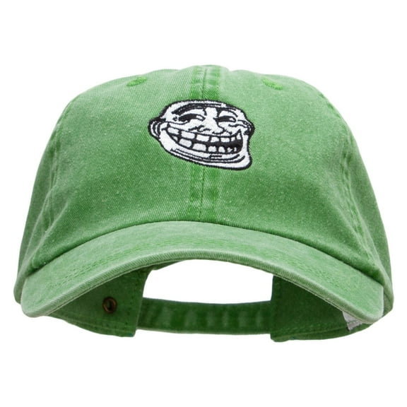 Meme Face Embroidered Pigment Dyed Wash Caps - Cactus OSFM