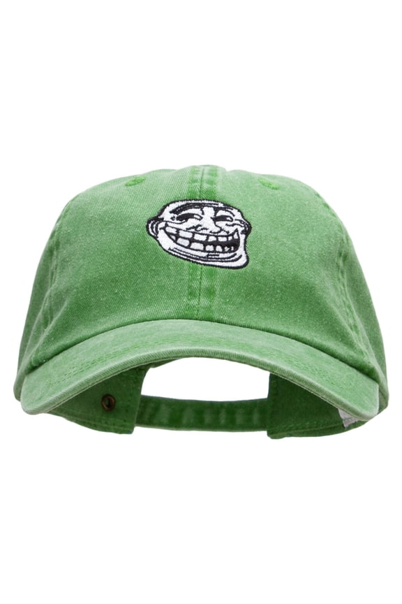 Meme Face Embroidered Pigment Dyed Wash Caps - Cactus OSFM