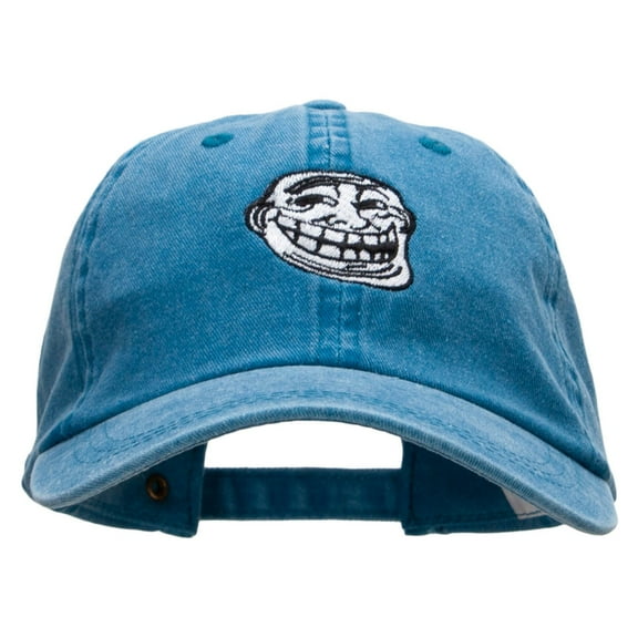 Meme Face Embroidered Pigment Dyed Wash Caps - Turquoise OSFM