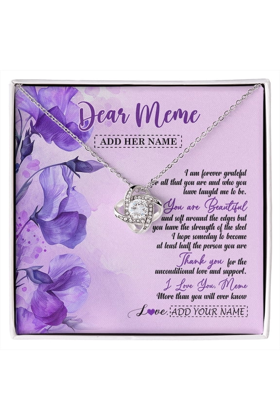 Meme Flower You Are Beautiful Necklace, White Love Knot Necklace