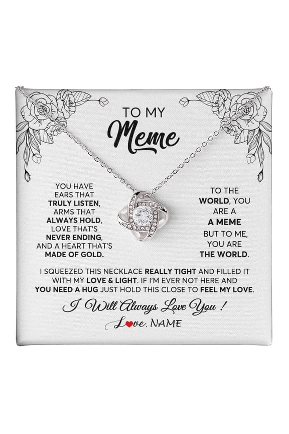 Meme Hold This Close Necklace, Gold Love Knot Necklace