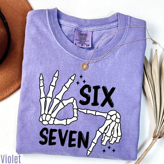 Meme Skeleton Hands Couples Six Seven Design T-Shirt All Size S-3XL
