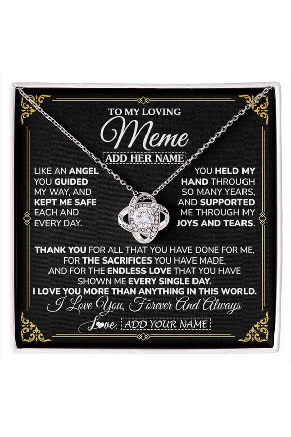 Meme Without You Necklace, White Love Knot Necklace