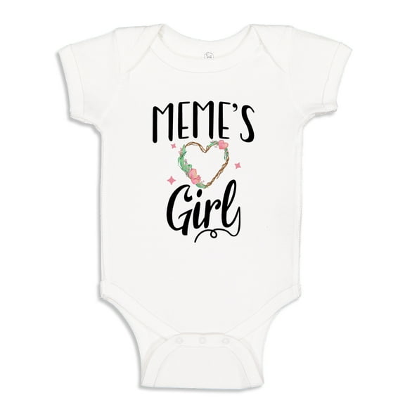 Meme's Girl Baby Bodysuit One Piece NB White