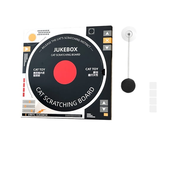 MemeMeow CD Cat Scratcher with Retro Record Player Design - Eco-Friendly Cardboard Scratcher and Interactive Cat Toy for Music Lovers and Stylish Homes