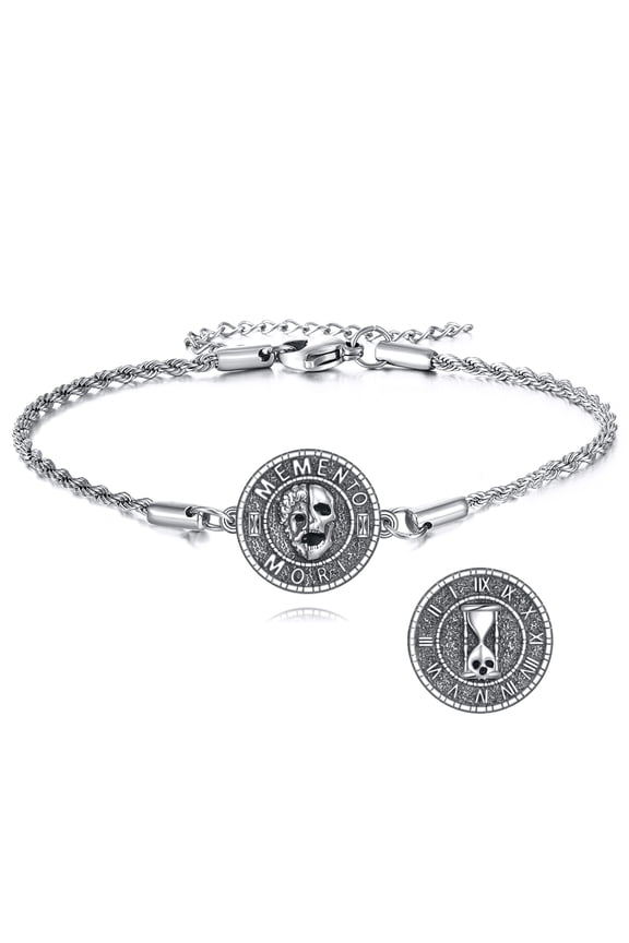 Memento Mori Bracelet 925 Sterling Momento Mori Jewelry Gifts Amor Fati Skull Stoic Coin Jewelry Gifts for Men Women