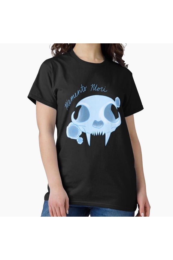 Memento Mori Pastel Goth Cat Skeleton Head H5347 Unisex T-Shirt, Up to 5XL Available