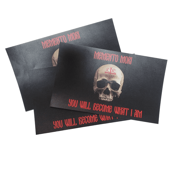 Memento Mori You Will Become What I Am 3" x 5" Matte Vinyl Sticker, 3 Pack, Flags Unfurled