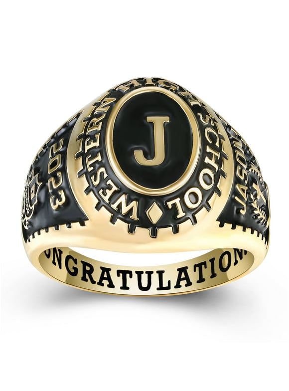 Mementos Customized 10kt Gold Class Rings for Men High School and College-Initial Collection