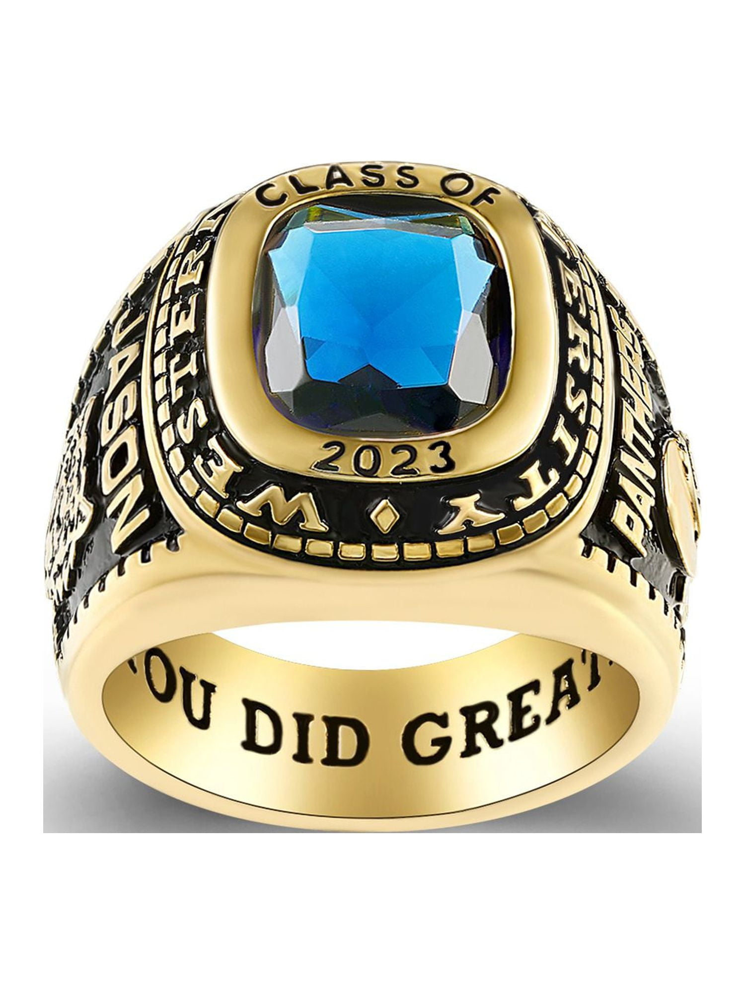 Mementos Customized 10kt Gold Men's Class Rings for High School and