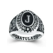 MEMENTOS JEWELRY Mementos Customized Sterling Silver Class Rings for Men High School and College-Initial Collection