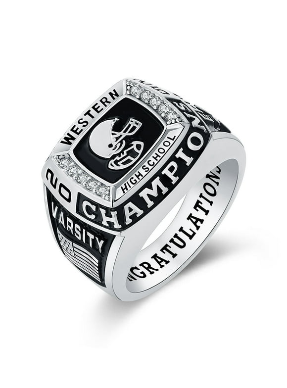 Mementos Customized Sterling Silver Men's Championship Class Rings for High School and College