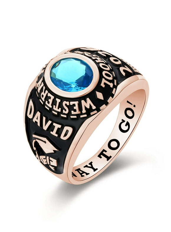 Mementos Customized Sterling Silver or 10kt Gold Large Class Rings for Men High School and College