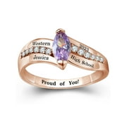 MEMENTOS JEWELRY Mementos USA Customized College High School Class Rings for Women Sterling Silver with CZ Birthstone