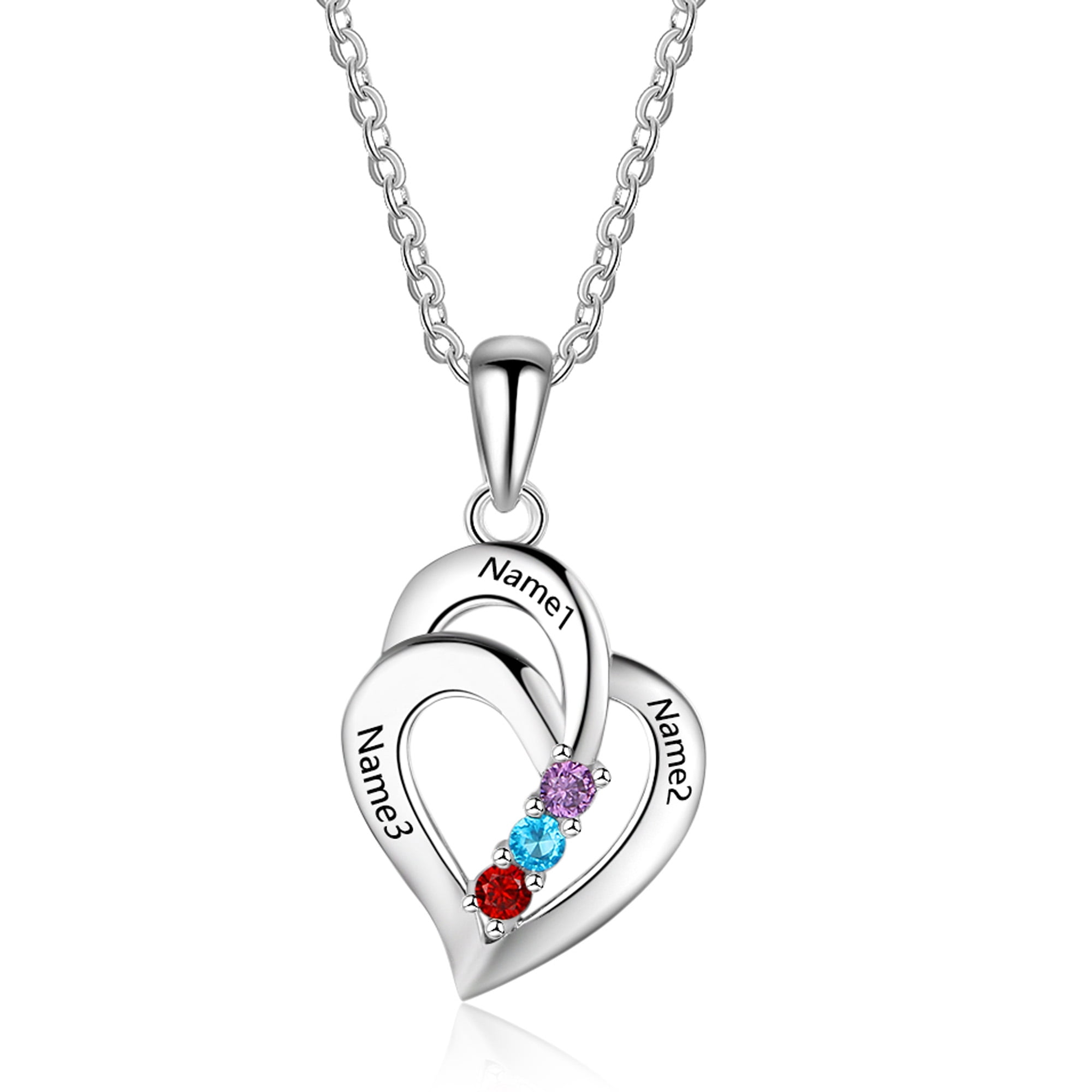 MeMoShe Personalized Heart Name Necklace - Custom Birthstone Dainty Jewelry Gift For Women
