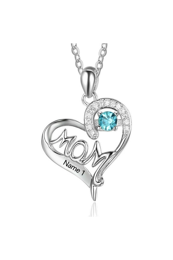 Personalized Family Mother's Necklace Sterling Silver with Birthstone and Name