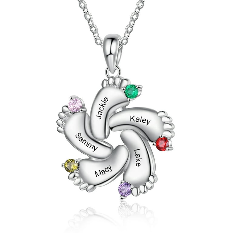 Mementos Jewelry Personalized Sterling Silver Footprint Family