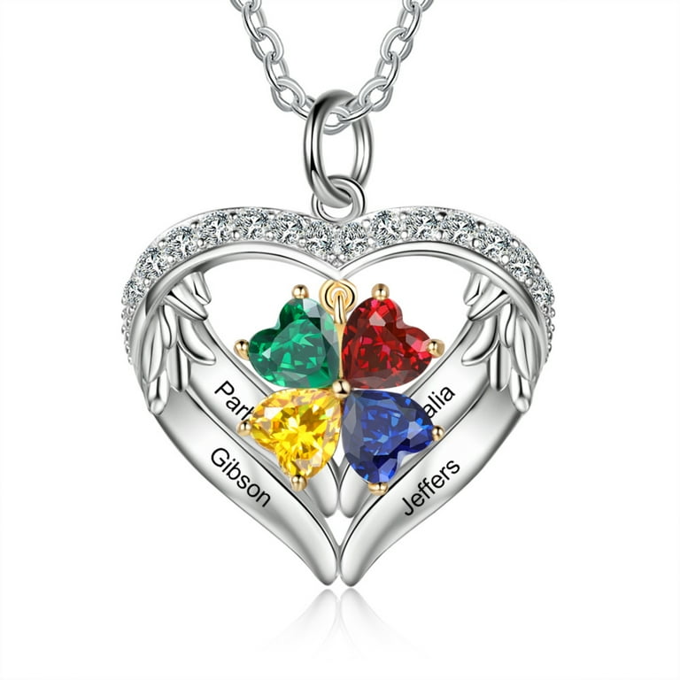 Mother's Family Birthstone Heart Pendant or Necklace Mother's Family Birthstone Heart Pendant or Necklace