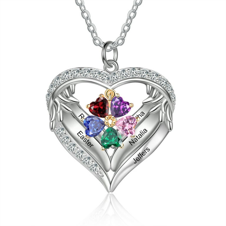 Custom Configurator Mementos USA Sterling Silver Mother s Family Necklace for Women 5 Birthstone Name