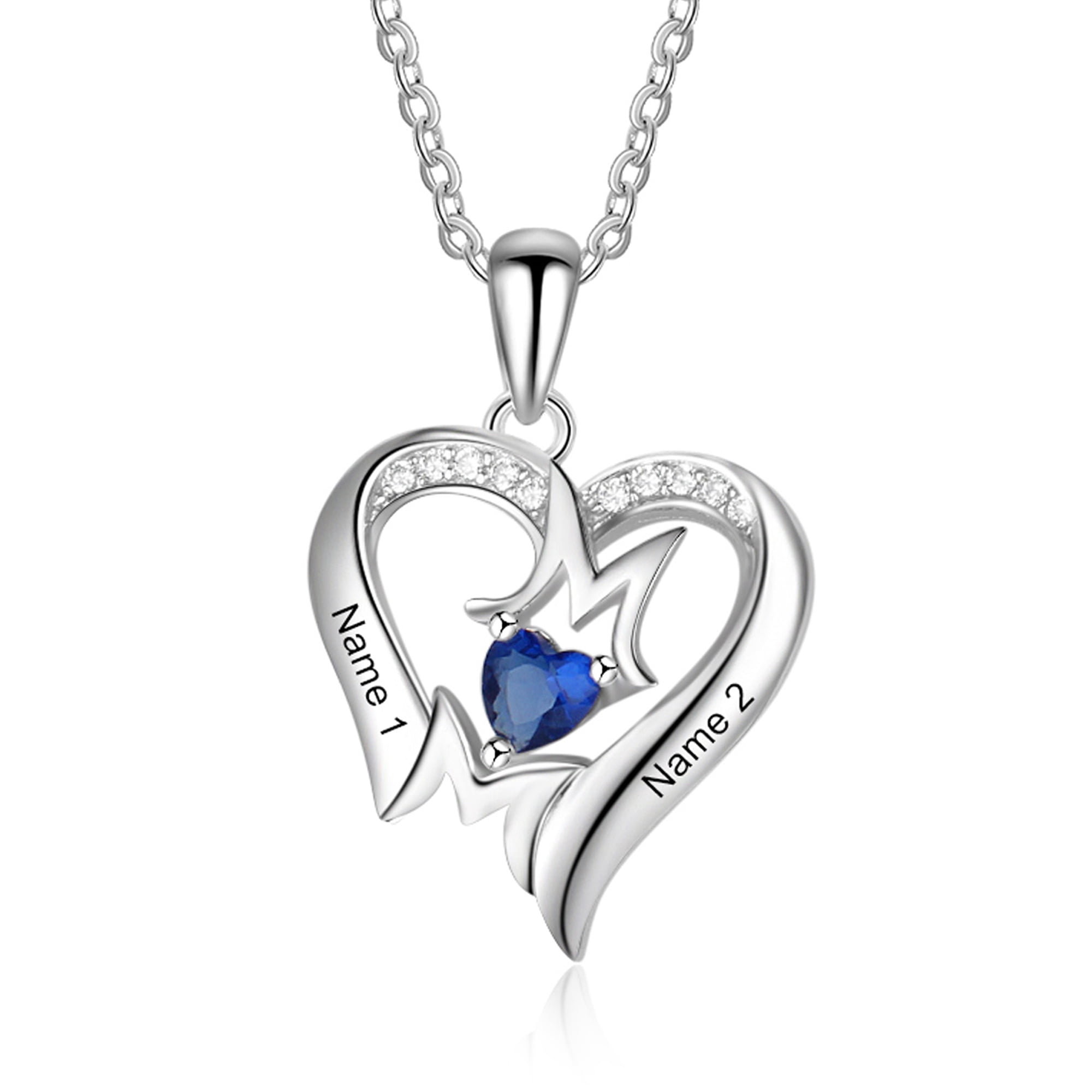 Custom Configurator Mementos USA Sterling Silver Mother's Family Birthstone Name Necklace for Women
