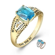 Mementos PJM Custom Women's Class Rings Sterling Silver for High School or College-Gold Plated