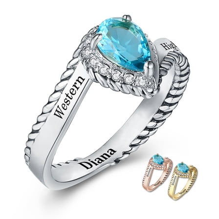 Mementos PJM Custom Women's Class Rings for High School or College-Sterling Silver 925/Rhodium