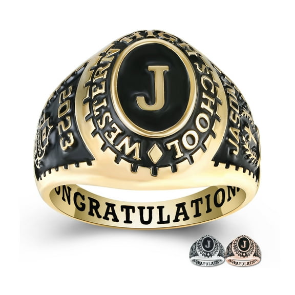 Mementos PJM Men's Class Rings Customized for High School or College-Sterling Silver 925/Gold